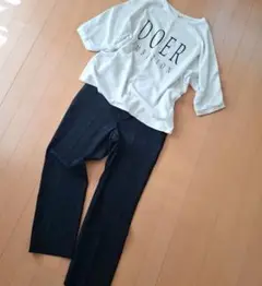 ユニクロ テーパード パンツ L チェック 格子柄 ネイビー