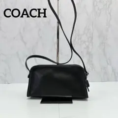 COACH レザー ショルダーバッグ 斜め掛け ロゴ刻印 ブラック