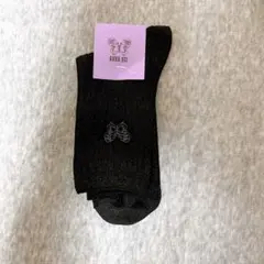 ANNA SUI アナスイ バタフライ刺繍 ラメ クルーソックス 靴下