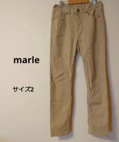 marle ベージュ スリムフィット チノパン ウエストゴムあり