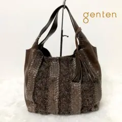 genten ゲンテン ショルダーバッグ トートバッグ レザー 編み込み