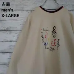 古着 Mccc sportswear スウェット 音符 刺繍 クリーム XL
