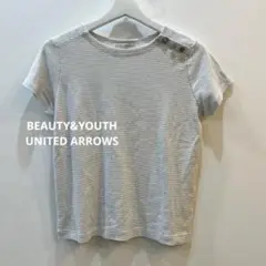 【最終価格】美品 BYSF ボーダー肩ビジュー 半袖 ショート丈 Tシャツ