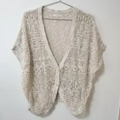 ♡LOWRYS　FARM♡ レース編み ベージュ カーディガン 半袖