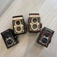 KALDI カルディ カメラ缶　二眼レフ缶　二眼レフ木箱　4点セット