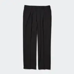 美品！UNIQLOタックワイドパンツL黒 /ユニクロブラックストレッチスラックス