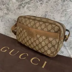 極 美品 GUCCI オールドグッチ ショルダーバッグ GG柄 ミニ ベージュ