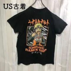 US古着Tシャツ黒アニメ　NARUTOキャラT 漫画少年ジャンプ　ラーメン一楽