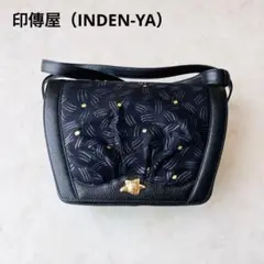 新品未使用✨印傳屋（INDEN-YA）レザー×漆模様 ショルダーバッグ 金具付き