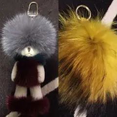 ファーチャーム ファーキーホルダー バッグチャーム ファー 2点セット
