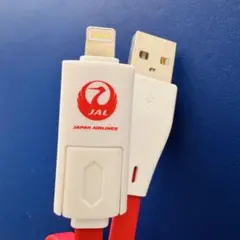 <新品>JALロゴ　USB to typeC/Lightningケーブル レッド