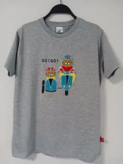 カワイイ(=^ェ^=)猫キャラクター バイク 半袖Tシャツ グレー