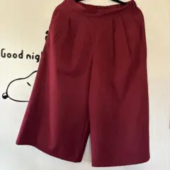 バーガンディ ガウチョパンツ ウエストゴム