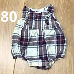 チェック柄ノースリーブロンパース　80cm