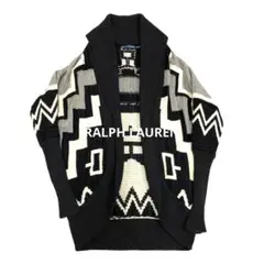 RALPH LAUREN ウール クロス 総柄ニット カーディガン 古着