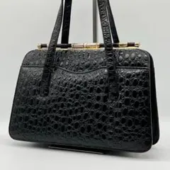 【希少】【美品】タートルレザー turtle ハンドバッグ がま口　ブラック
