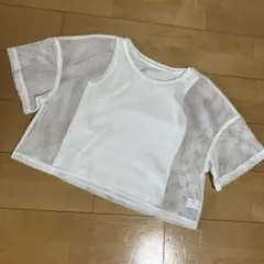 白メッシュトップス＆タンクトップ　爽やか重ね着セット　150 160