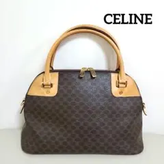 セリーヌ マカダム レザー ハンドバッグ ブラウン