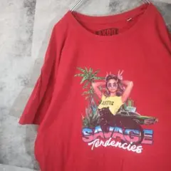 半袖TシャツUSA古着ビッグオーバーサイズレッド3XL　C46,32