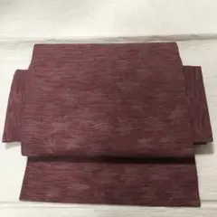 夏帯 名古屋帯 小豆色 もみじ柄 3m75cm