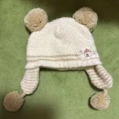 試着のみ　ほぼ未使用　ベビーニット帽　クマちゃん