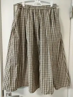 大きいサイズ☆ブラウン チェックロングスカートxxl GU