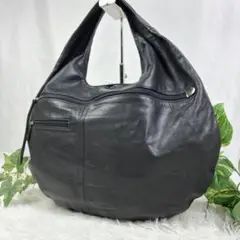 美品　ミチアモ　キップレザー　ワンショルダー　トートバッグ　丸型　A4可　黒