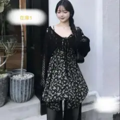 アンバランスヘムフラワーミニワンピース　花柄　フェアリーグランジ　y3k