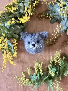 ⑧ グレー　ねこ　あみぐるみ　おもちゃ　キーホルダーにも
