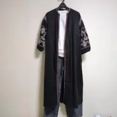 GLOBAL WORK　豪華刺繍インド綿ワンピース　羽織りにも