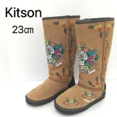 【希少デザイン】キットソン 23㎝ 刺繍 ムートンブーツ ボア キャメル