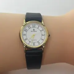 ヴィンテージ　BUREN クォーツ腕時計 ホワイト/ゴールド　稼働品