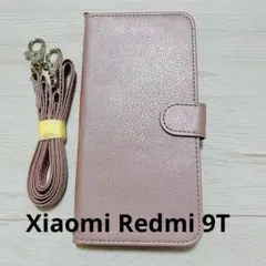 Xiaomi Redmi 9T ケース カバー 手帳型 ローズゴールド