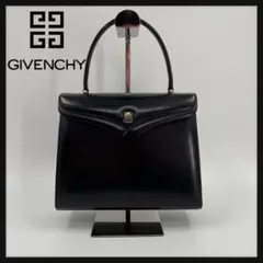 【美品・鑑定済み】ジバンシー レザー ハンドバッグ ゴールドロゴ 黒 ブラック