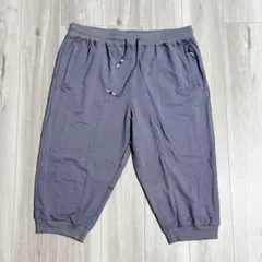 〆脇ドレープポケット裾切替ストレッチクロプトパンツ6XL スポーツウエア グレー