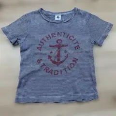 ストライプ柄 アンカー Tシャツ 4ans/102cm