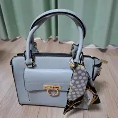 ライトグレー ハンドバッグ スカーフ付き