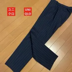 ☆彡美品‼️UNIQLO ネイビーに細い2本線が入ったピンストライプパンツ