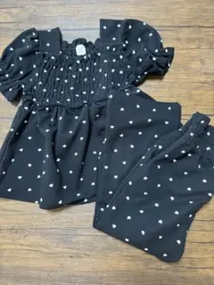 Cottoli ハート柄 ブラック 服セット