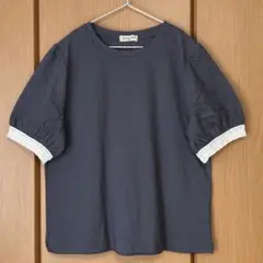 【新品】＊サマンサモスモス＊【汗染み防止】袖口レースパフスリーブTシャツ