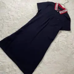 【M】トミー ヒルフィガー ♡ 襟ロゴ 半袖 ワンピース ネイビー
