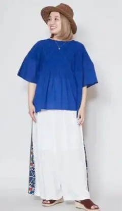 Amina チャイハネサイド柄 ワイドパンツ ホワイト