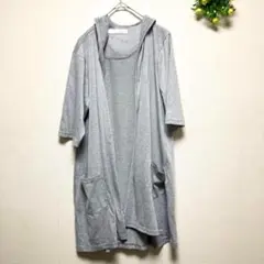 マロロ【M-L】フーテッドパーカーロングカーディガン スウェットフロントオープン