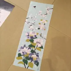 濱文様手ぬぐい　紫陽花　鳥