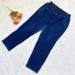 ★ヴィンテージ★デニムロングパンツ ボトムス【4XL】ウエストゴム 大きいサイズ
