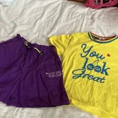 ALGY Tシャツと紫ショートパンツセット
