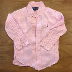 【キッズ】Ralph Lauren ピンク ギンガム ポロシャツ 4/4T