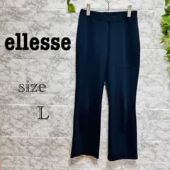 【h2】【エレッセ】フレアパンツ ダークネイビー　伸縮性　【L】 ウエストゴム