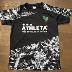 ATHLETA 黒と白の葉柄シャツ サイズ40