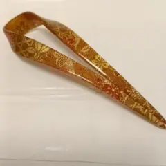 オレンジと金色の花柄　かんざし